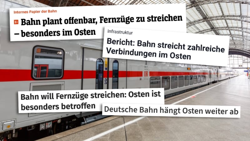 Schlagzeilen vor einem Doppelstock-Intercity