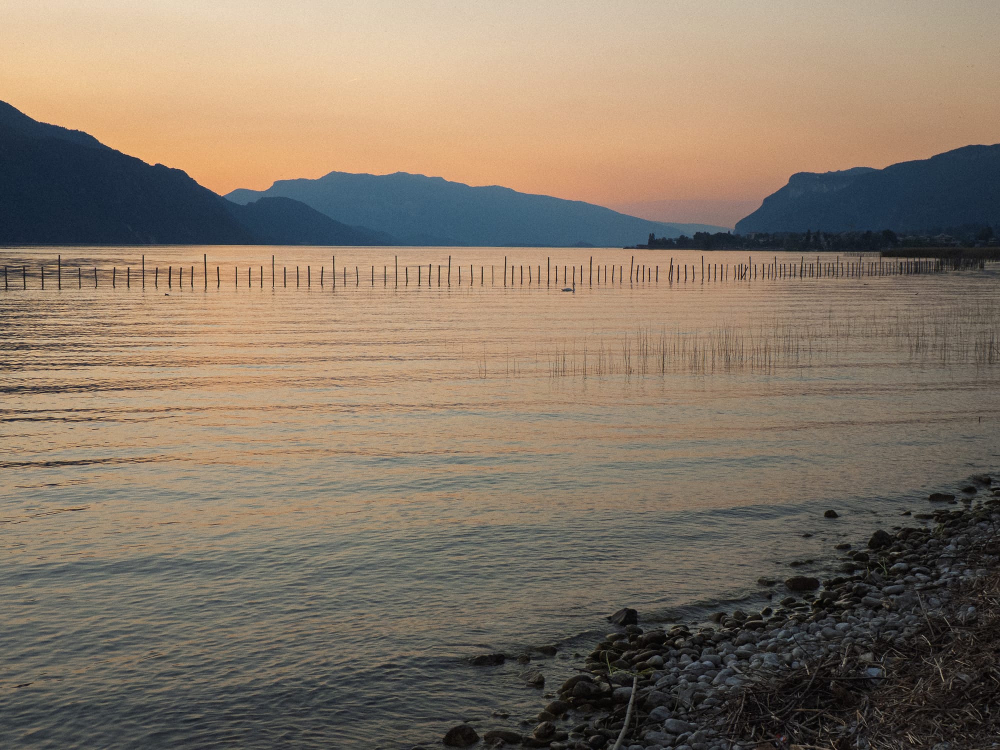 Lac du Bourget im goldenen Abendlicht