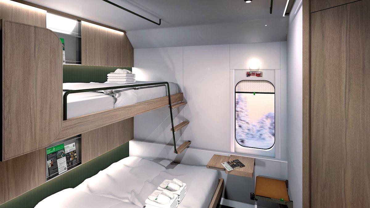Schlafwagenabteil im finnischen Nachtzug im neuen Design