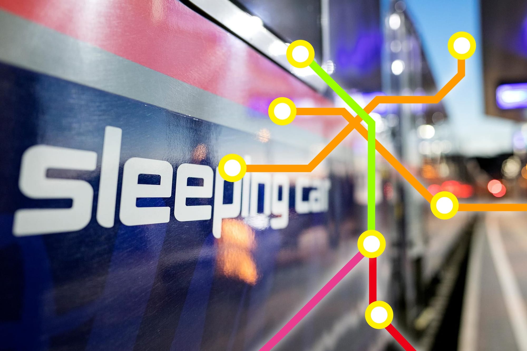 Nachtzuglinien und ein Schlafwagen den ÖBB Nightjet